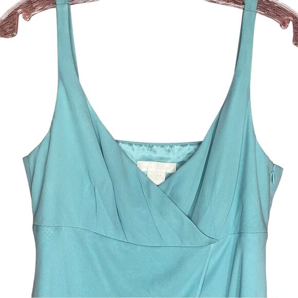 100% Silk Light Teal / Aquamarine Tulip Hem Dress - Picture 2 of 9